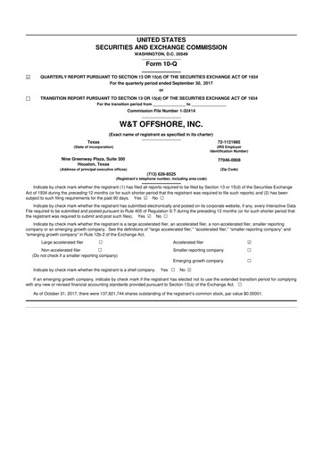Thumbnail W&T Offshore 10-Q Quarterly Report FY2017 