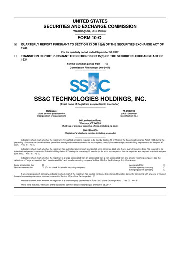 Thumbnail SS&C Technologies
 10-Q Quarterly Report FY2017 