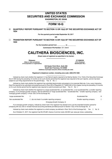 Thumbnail Calithera Biosciences
 10-Q Quarterly Report FY2017 