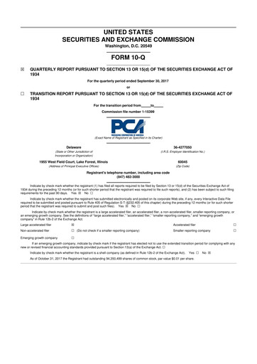 Thumbnail Packaging Corporation of America
 10-Q Quarterly Report FY2017 