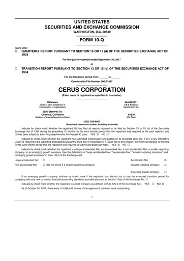 Thumbnail Cerus Corporation 10-Q Quarterly Report FY2017 