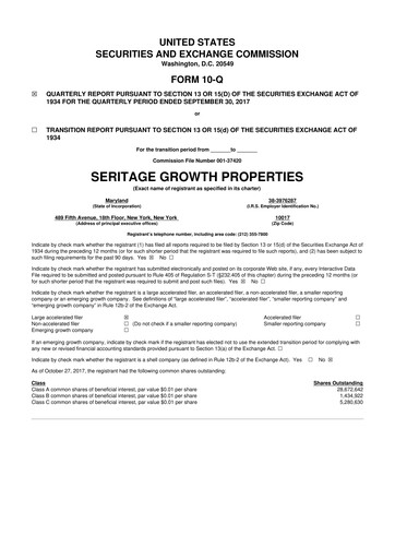 Thumbnail Seritage Growth Properties
 10-Q Quarterly Report FY2017 