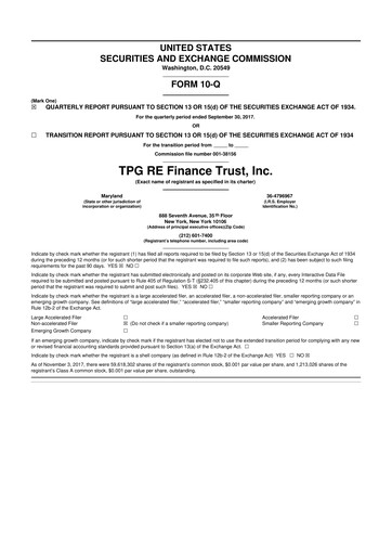 Thumbnail TPG Real Estate Finance Trust
 10-Q Quarterly Report FY2017 