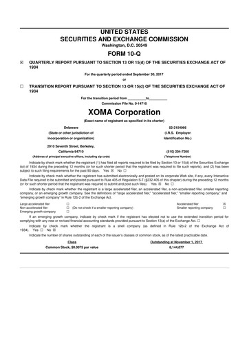 Thumbnail XOMA Royalty 10-Q Quarterly Report FY2017 