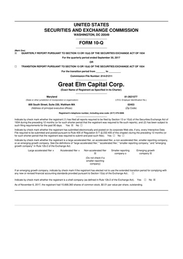 Vorschaubild Great Elm Capital
 10-Q Quartalsbericht  