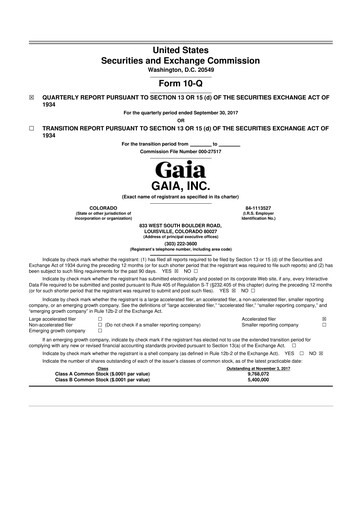 Thumbnail Gaia 10-Q Quarterly Report FY 