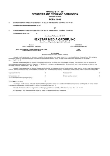 Thumbnail Nexstar Media Group
 10-Q Quarterly Report FY2017 