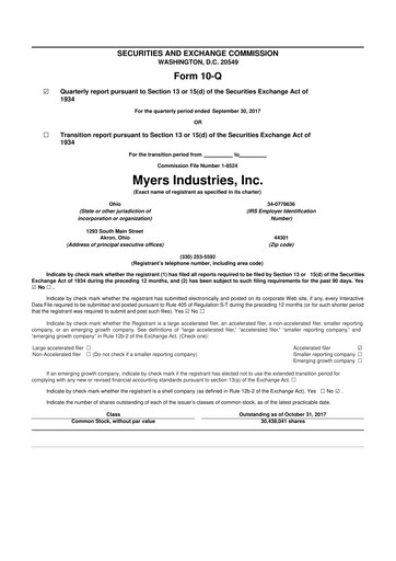 Thumbnail Myers Industries 10-Q Quarterly Report FY2017 
