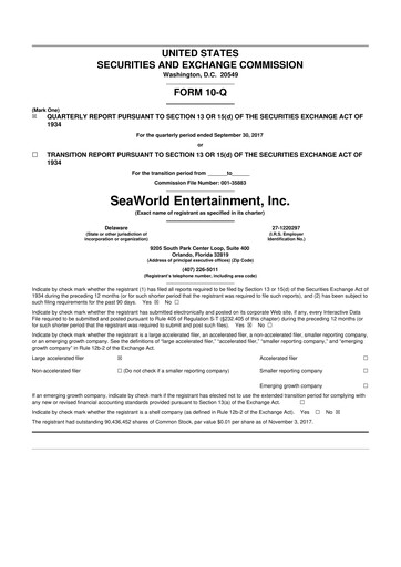 Thumbnail United Parks & Resorts 10-Q Quarterly Report FY2017 