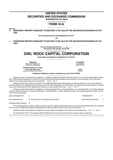 Thumbnail Blue Owl Capital Corporation 10-Q Quarterly Report FY 