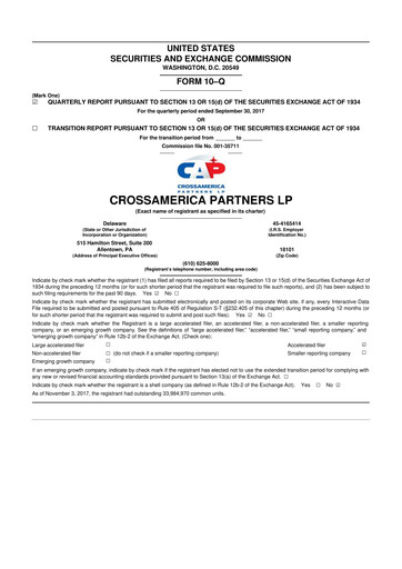 Miniature CrossAmerica Partners 10-Q Rapport trimestriel 2017 