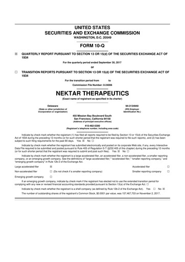 Thumbnail Nektar Therapeutics
 10-Q Quarterly Report FY2017 