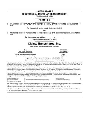Thumbnail Civista Bancshares
 10-Q Quarterly Report FY2017 