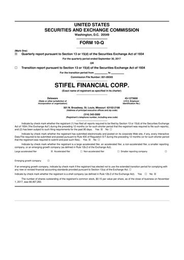 Thumbnail Stifel
 10-Q Quarterly Report FY2017 