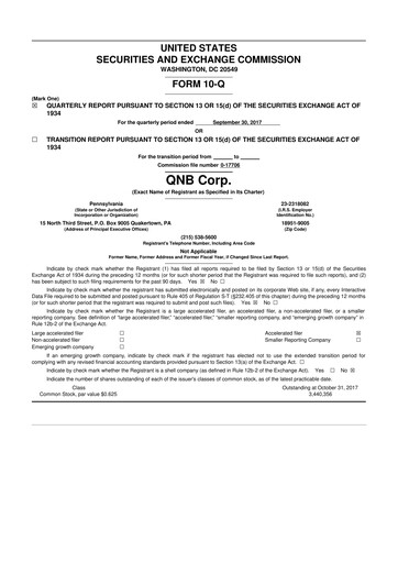Thumbnail QNB Corp. 10-Q Quarterly Report FY2017 