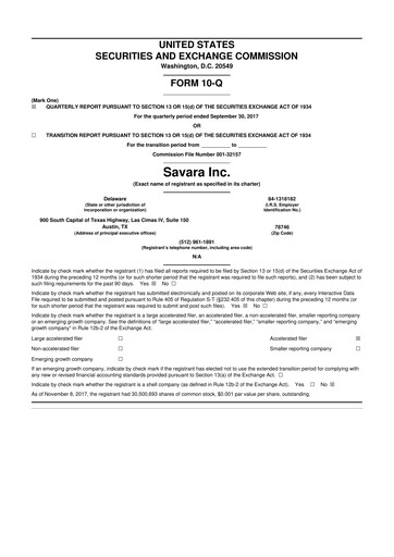 Thumbnail Savara 10-Q Quarterly Report FY 