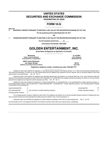 Thumbnail Golden Entertainment
 10-Q Quarterly Report FY2017 