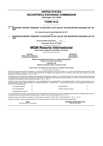 Thumbnail MGM Resorts

 10-Q Quarterly Report FY2017 