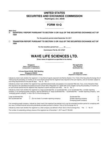 Thumbnail Wave Life Sciences 10-Q Quarterly Report FY2017 