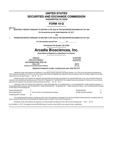 Thumbnail Arcadia Biosciences 10-Q Quarterly Report FY2017 