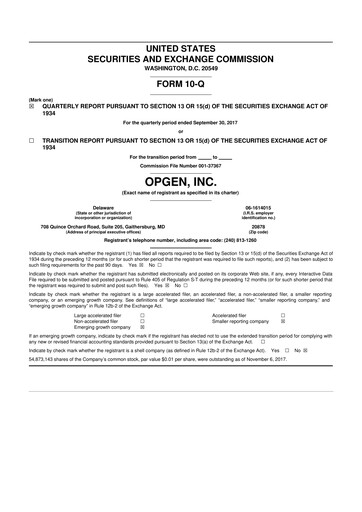 Thumbnail OpGen
 10-Q Quarterly Report FY 