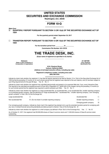 Thumbnail The Trade Desk
 10-Q Quarterly Report FY2017 