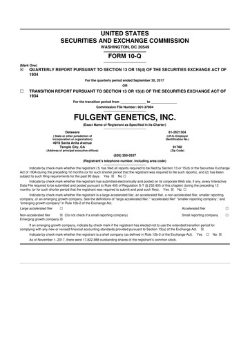 Thumbnail Fulgent Genetics
 10-Q Quarterly Report FY2017 