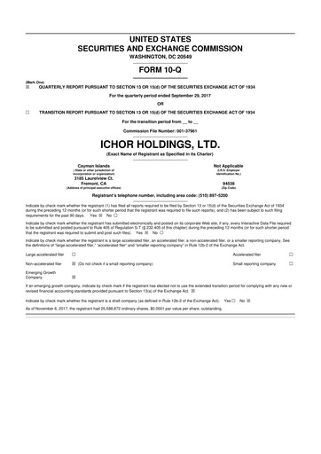 Thumbnail Ichor Systems 10-Q Quarterly Report FY2017 
