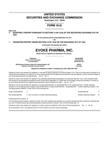 Thumbnail Evoke Pharma
 10-Q Quarterly Report FY2017 