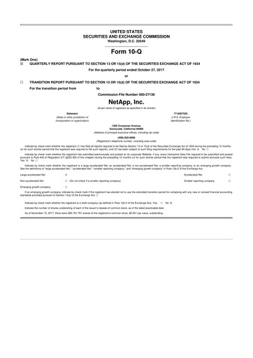 Thumbnail NetApp
 10-Q Quarterly Report FY2018 
