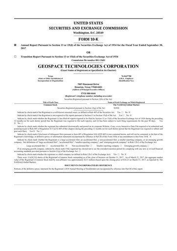 Thumbnail Geospace Technologies
 10-K Annual Report 2017