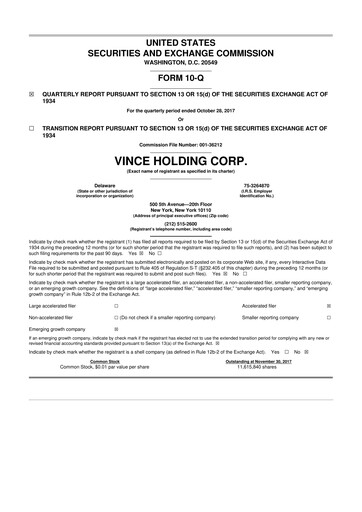Thumbnail Vince Holding 10-Q Quarterly Report FY2017 