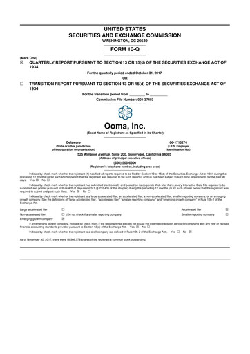 Vorschaubild Ooma 10-Q Quartalsbericht 2018 