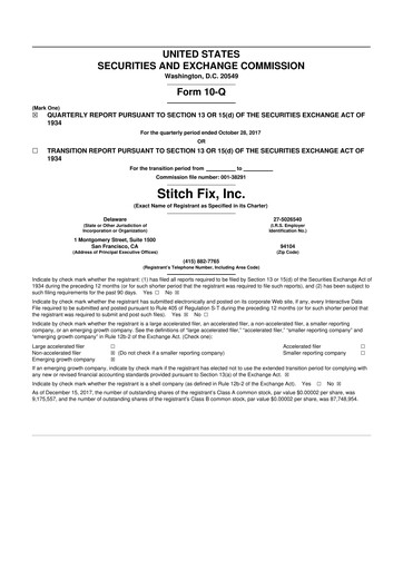 Thumbnail Stitch Fix
 10-Q Quarterly Report FY2018 