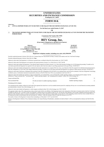 Thumbnail REV Group 10-K Annual Report 2017