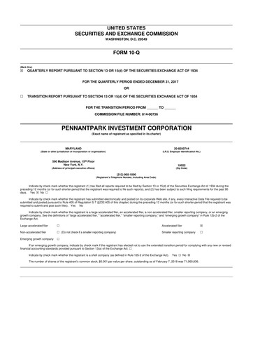 Thumbnail PennantPark Investment 10-Q Quarterly Report FY 