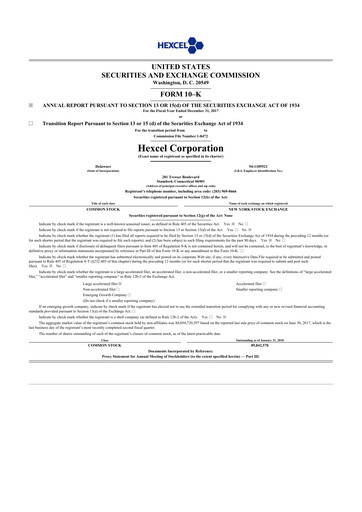 Thumbnail Hexcel
 10-K Annual Report 2017