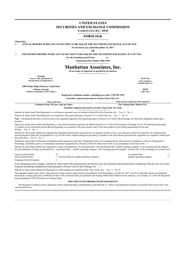 Thumbnail Manhattan Associates
 10-K Annual Report 2017