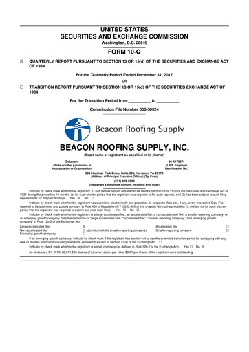 Thumbnail Beacon Roofing Supply 10-Q Quarterly Report FY2018 