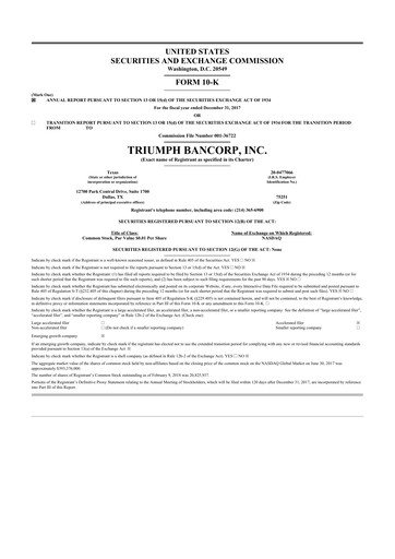 Thumbnail Triumph Financial 10-K Annual Report 2017