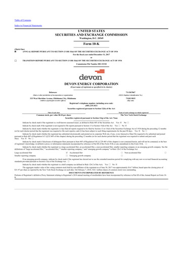 Thumbnail Devon Energy
 10-K Annual Report 2017