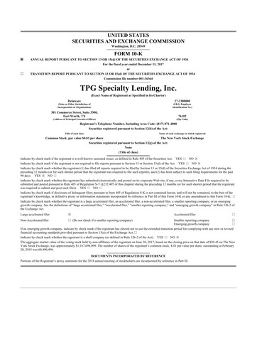 Thumbnail Sixth Street Specialty Lending 10-K Annual Report 