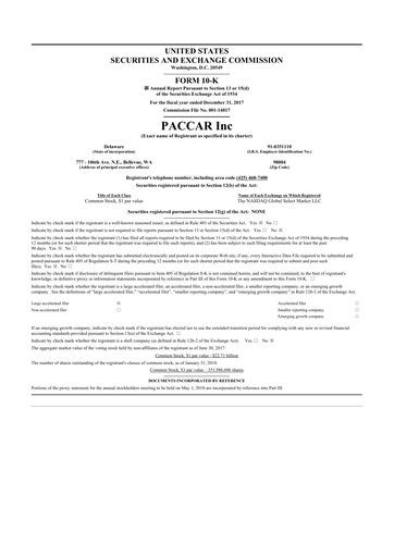 Thumbnail Paccar 10-K Annual Report 2017