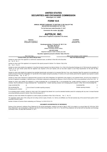 Thumbnail Autoliv 10-K Annual Report 2017