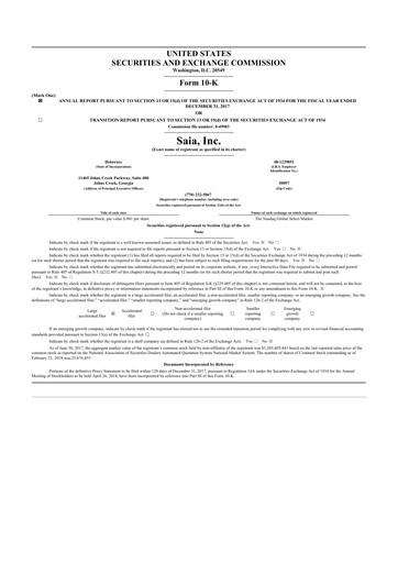 Thumbnail Saia
 10-K Annual Report 2017