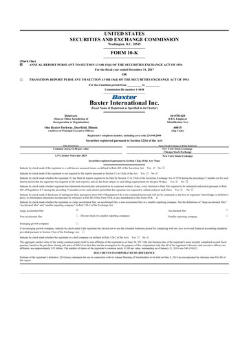 Thumbnail Baxter 10-K Annual Report 2017