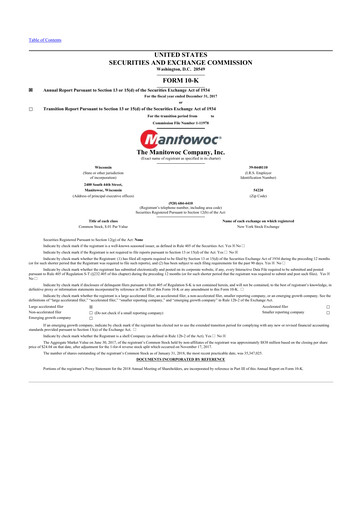 Thumbnail The Manitowoc Company
 10-K Annual Report 2017