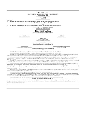 Thumbnail RingCentral
 10-K Annual Report 2017