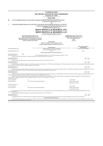 Thumbnail Host Hotels & Resorts
 10-K Annual Report 2017