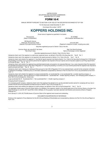 Vorschaubild Koppers Holdings 10-K Jahresbericht 2017